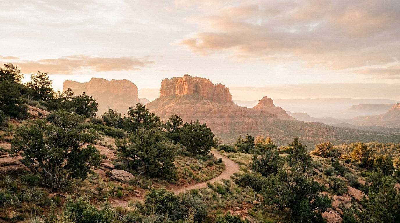 Red rock buttes near Sedona at sunrise
